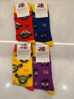 McDonald’s Exclusive 4 Socks Set: Grimace, Hamburglar, Birdie, Fry Guys NEW